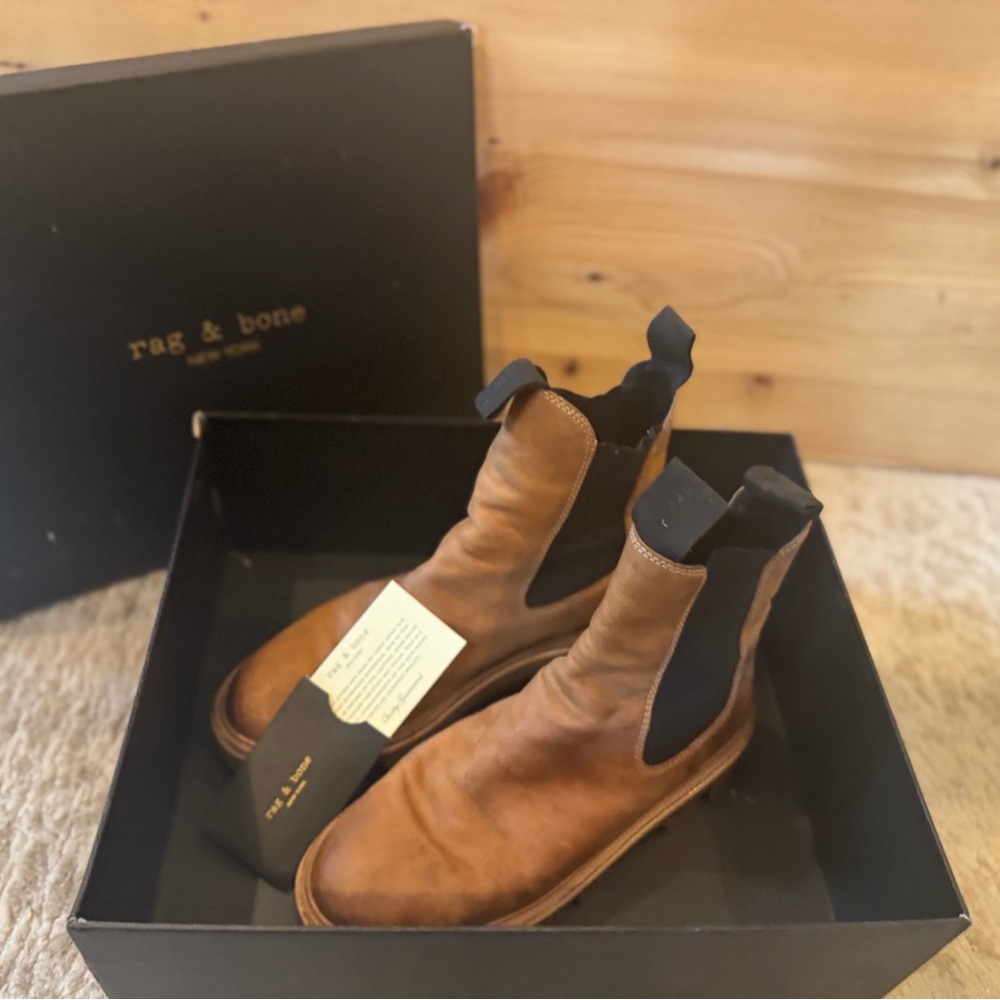 Rag & Bone Brown and Black Quest Chelsea Boots Camel